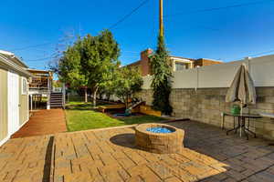 Waterfall and gas fire pit