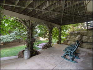 Patio with bench swing