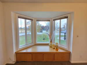 Bay window seat in Master bedroom.