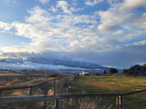 View of the Wellsville Mountains from the front yard.