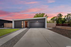 Modern home with a garage