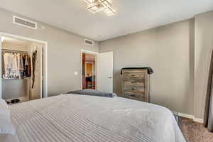 Bedroom with a closet, a spacious closet, and carpet