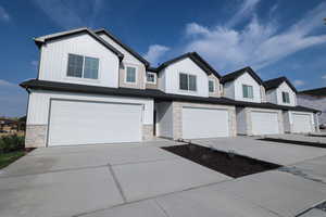 View of front of home with a garage