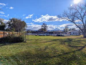 View of backyard with a mountain view