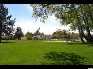 View of home's community with a lawn