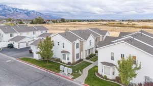 Drone / aerial view featuring a mountain view