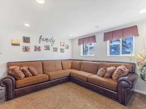 View of carpeted living room