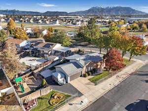 Aerial view featuring a mountain view