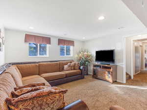 Living room featuring carpet