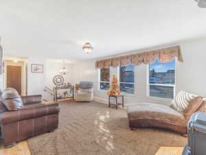 Living room with wood-type flooring