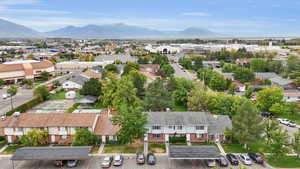 Bird's eye view with a mountain view