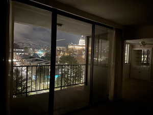 View of balcony at twilight