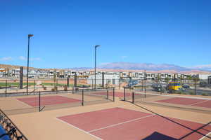 View of sport court with a mountain view