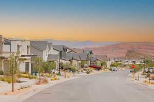 View of street with a mountain view