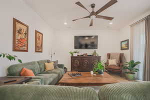 Living room with ceiling fan