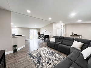 Living room featuring wood-type flooring