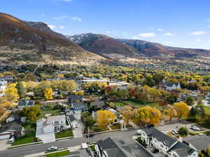 Aerial view featuring a mountain view