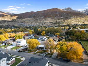 Birds eye view of property with a mountain view