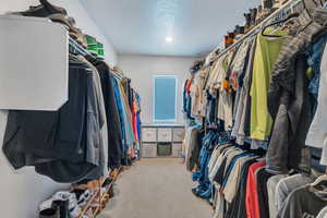 Walk in closet featuring carpet