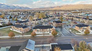 Aerial view featuring a mountain view