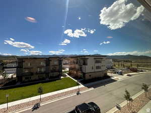 View of building exterior featuring a mountain view