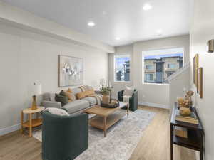 Living room featuring light hardwood / wood-style flooring