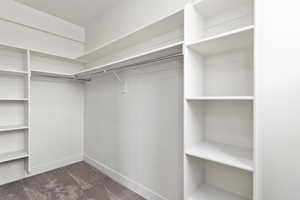 Spacious closet with carpet floors