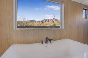 Bathroom with a mountain view