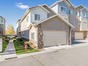 View of front of home with a garage