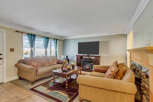 Living room with crown molding