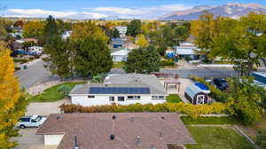 Drone / aerial view featuring a mountain view