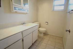 Half Bathroom in Basement has large Vanity