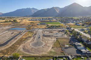 Aerial view featuring a mountain view