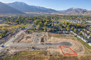 Aerial view featuring a mountain view