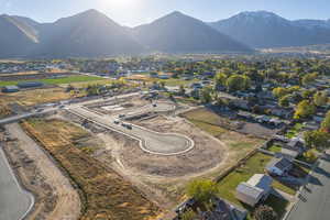 Drone / aerial view with a mountain view