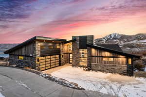 View of front of home with a mountain view