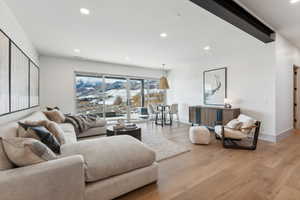 Living room featuring light wood-type flooring