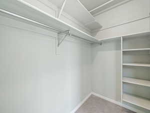 Walk in closet featuring carpet