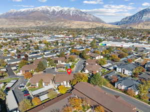 Bird's eye view with a mountain view