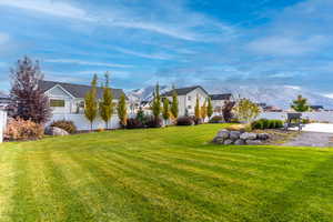 View of yard with a mountain view