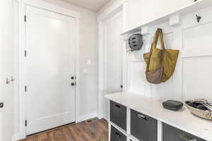 Mudroom featuring dark hardwood / wood-style flooring