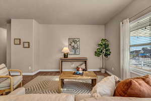 Sitting room with carpet floors