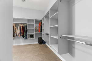 Spacious closet with carpet flooring