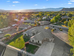 Drone / aerial view with a mountain view