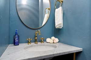 Open vanity, brass hardware