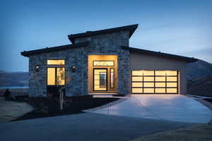 Modern home with a garage