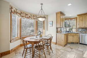 Dining room featuring sink