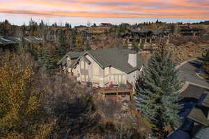 View of aerial view at dusk