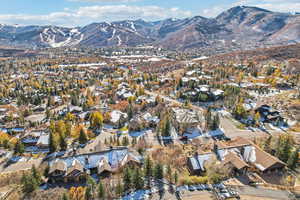 Drone / aerial view with a mountain view