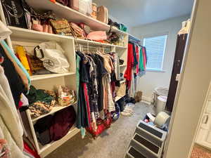 Spacious closet with carpet